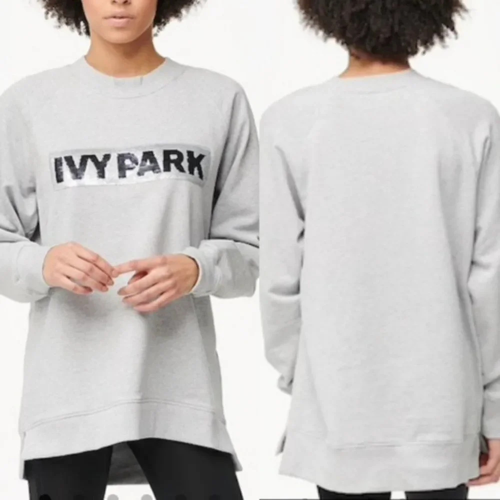 IVY PARK Silver Brushed Sequins Logo Sweatshirt Size Extra Small